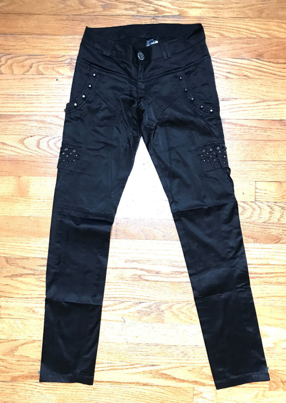 Vintage Punk Rave Black Studded Goth Punk Metal Y2K Visual Kei Pants S